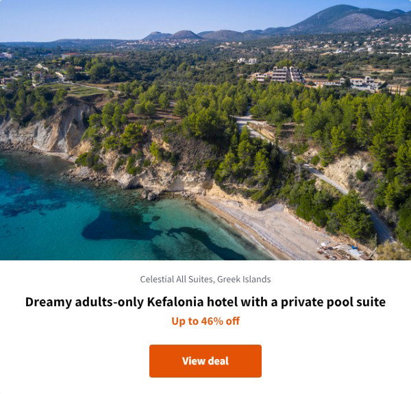 Dreamy adults-only Kefalonia hotel with a private pool suite