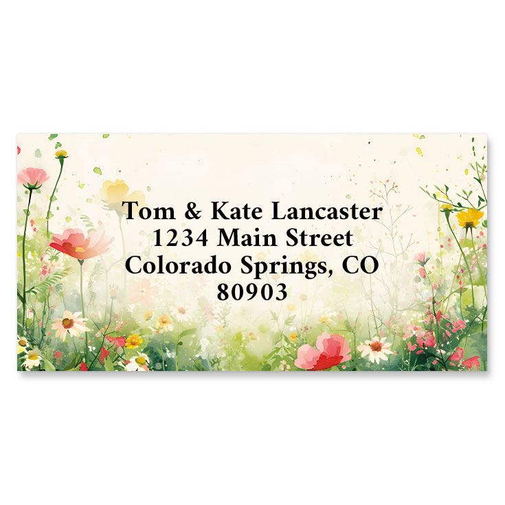 Image of Blooming With Colors Border Return Address Labels