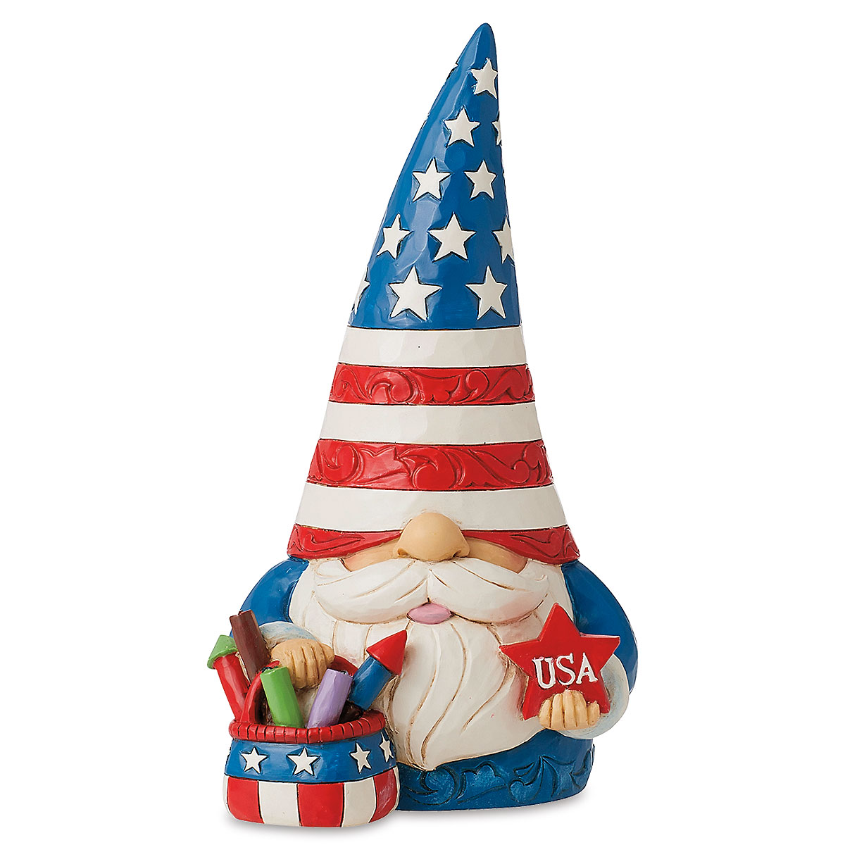 Image of Patriotic Gnome with Basket of Fireworks Figurine by Jim Shore®