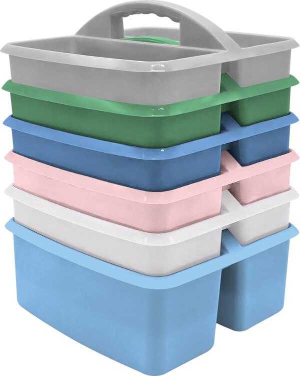 Image of Soft Colors Plastic Storage Caddies Set of 6