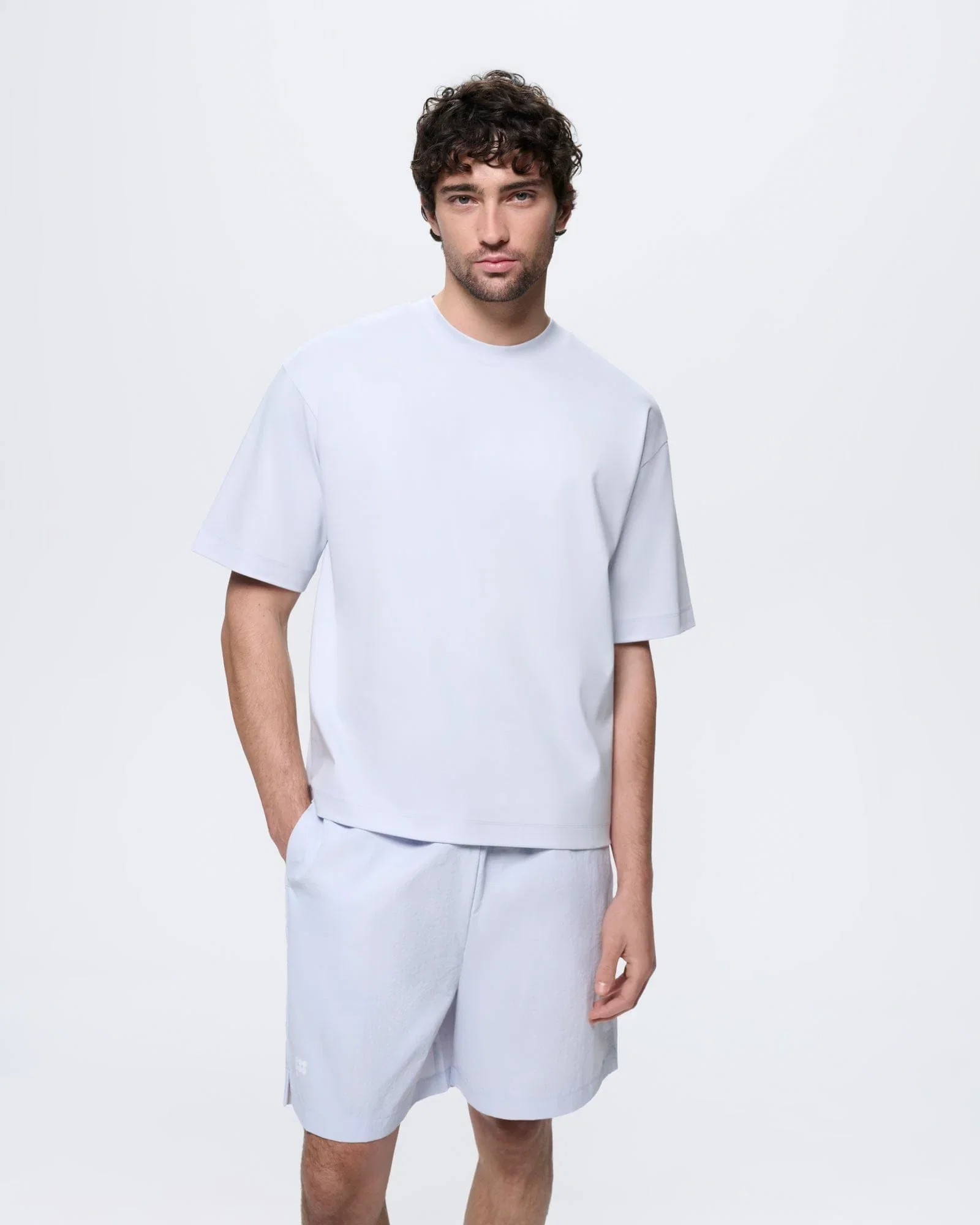 Image of Mens Interlock Oversized T-Shirt—Ice Grey