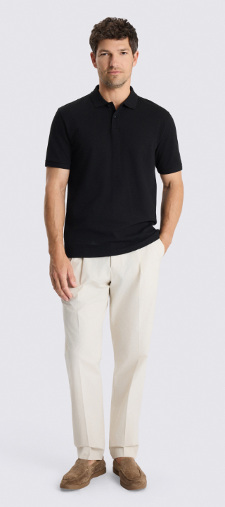 Black Cotton Piqué Polo Shirt
