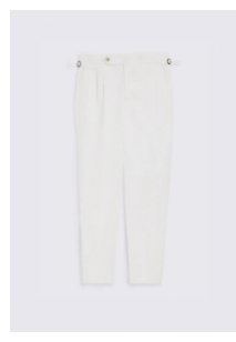 White Cotton Pleated Trouser