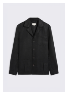 Black Twill Linen-blend Shacket