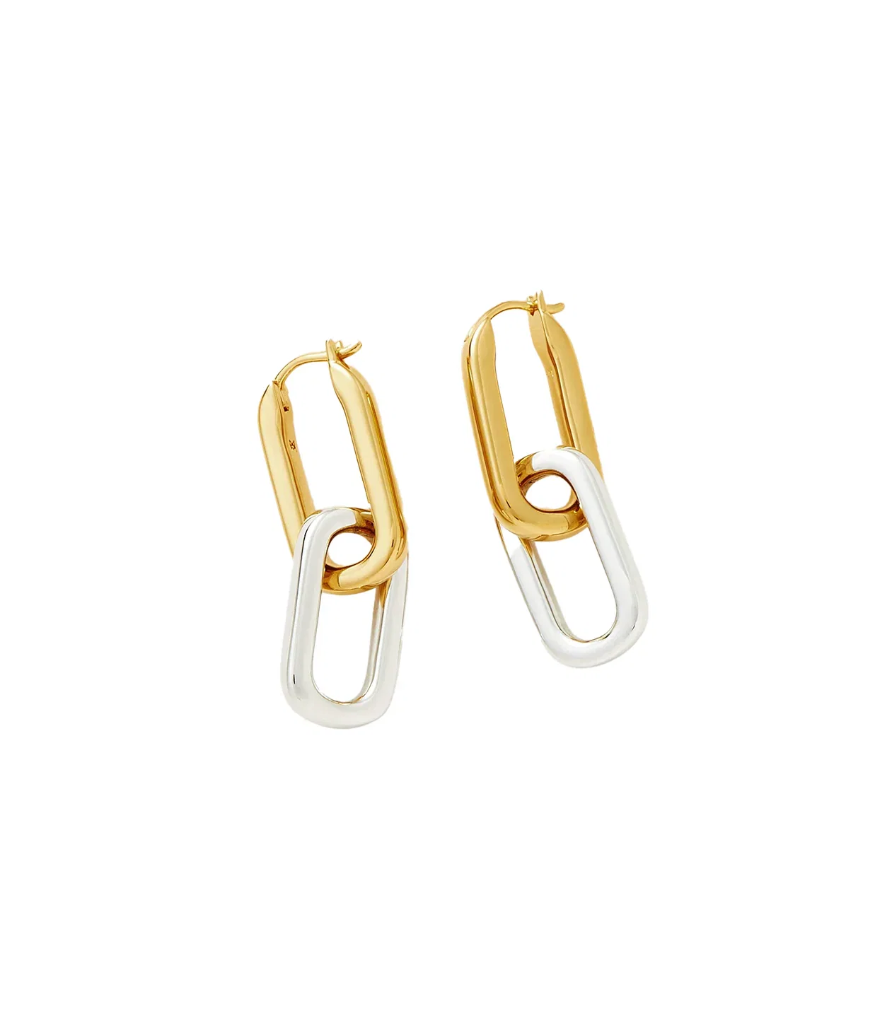 Image of Convertible Ovate Double Link Hoop Earrings in Gold and Rhodium