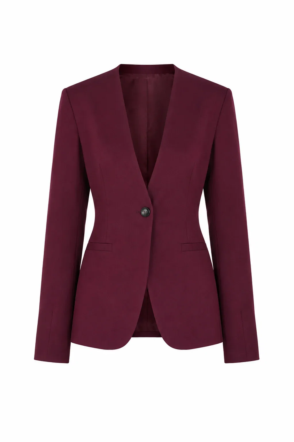 Image of Maxine Collarless Blazer in Maroon