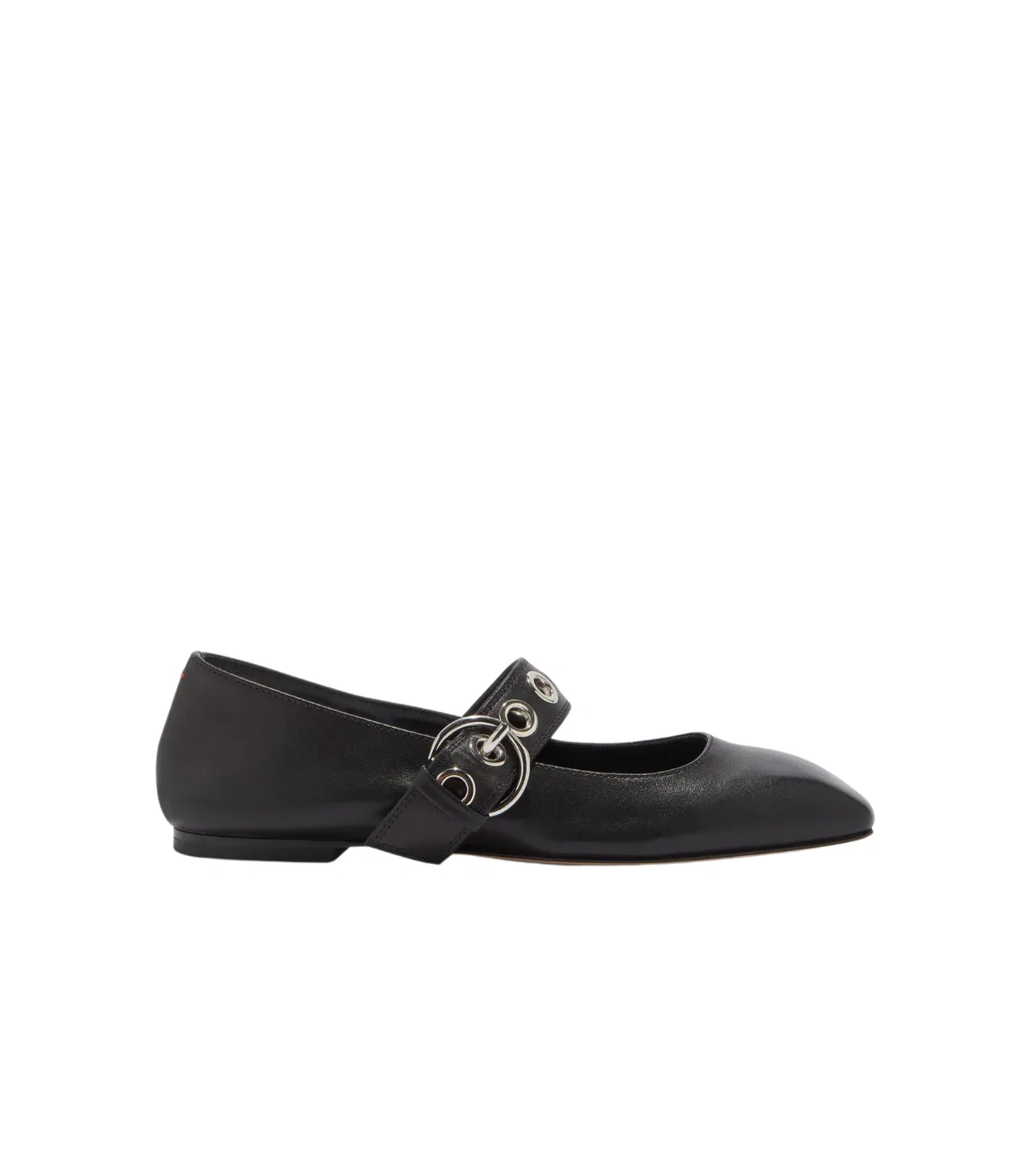 Image of Uma Eyelet Leather Flat in Black