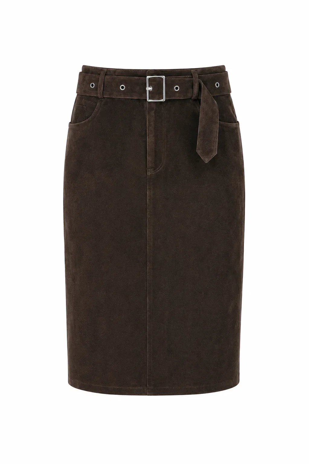 Image of Casey Midi Leather Skirt in Chocolate