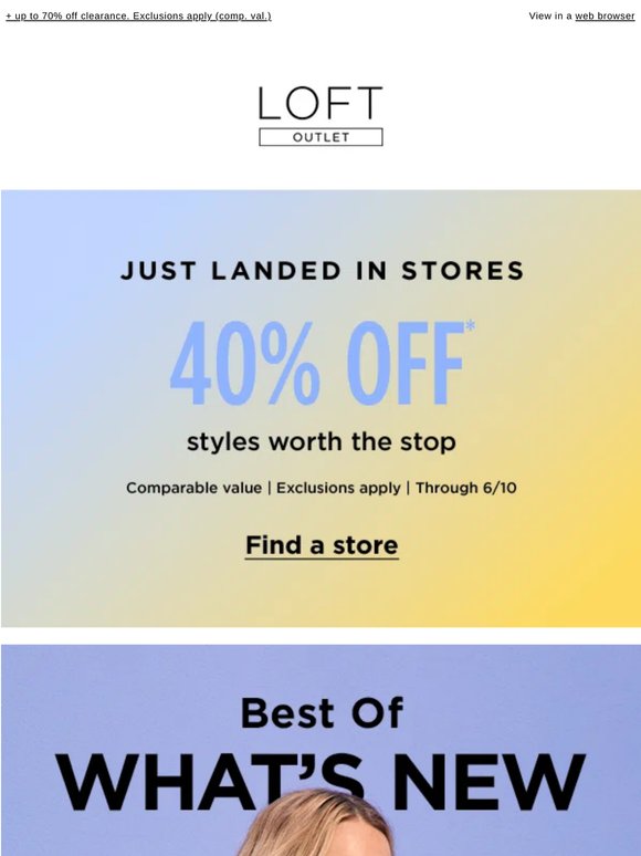 ☀️ In stores: 40% off summer’s best looks. Exclusions apply (comp. val.)