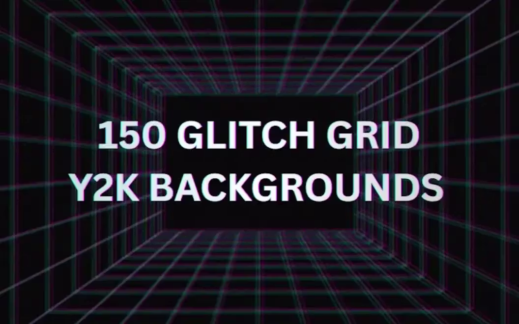150 Glitch Grid Y2K Backgrounds Bundle | Extended License