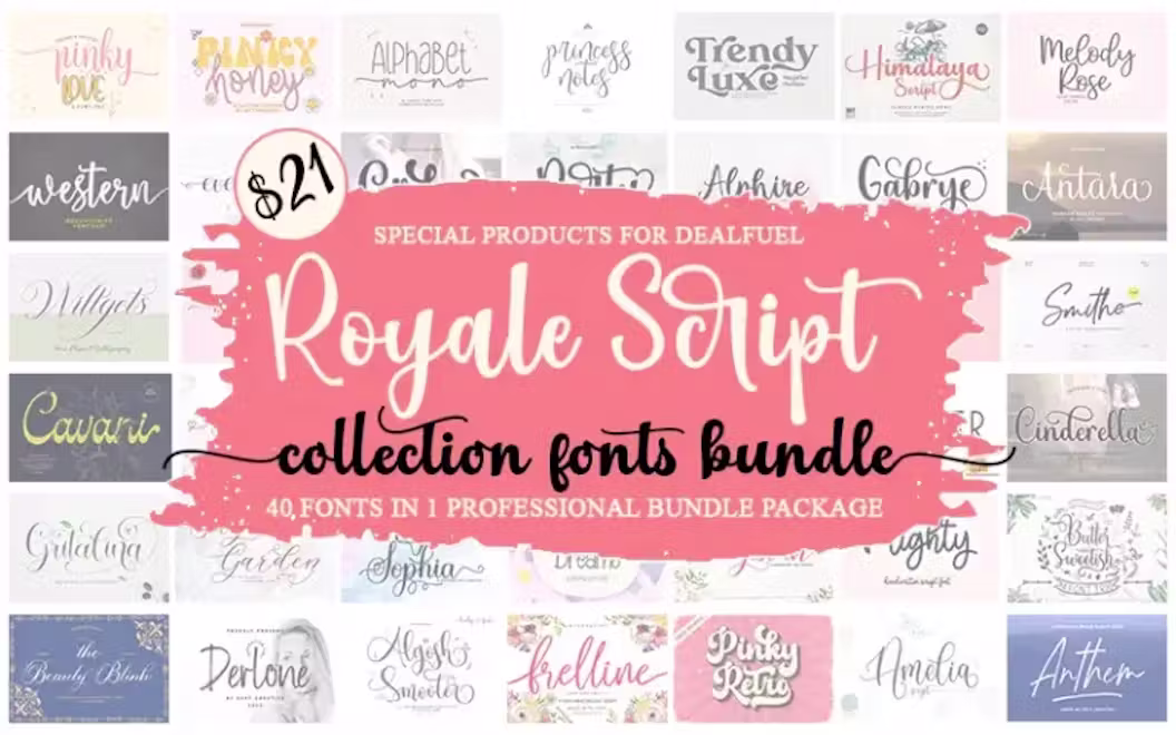 40 Royale Script Fonts Bundle | Extended Commercial License