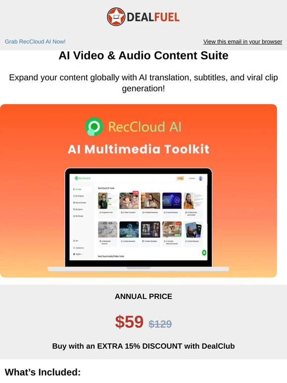 RecCloud AI at 50% Discount! 🤑