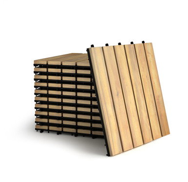12 x 12-Inch Deck Patio Pavers, Acacia Wood