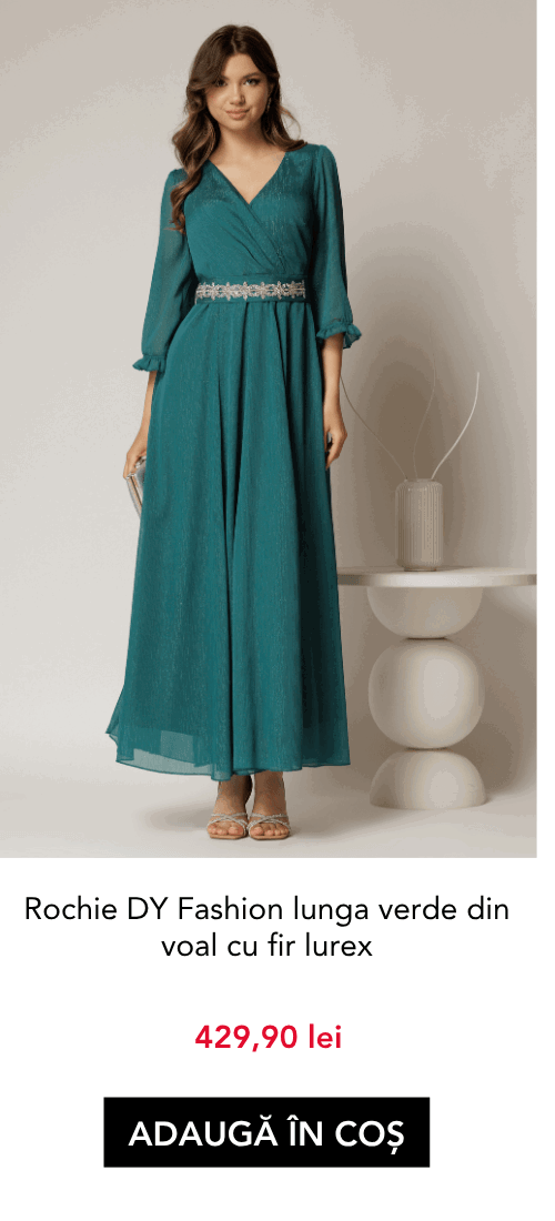 Rochie DY Fashion lunga verde din voal cu fir lurex