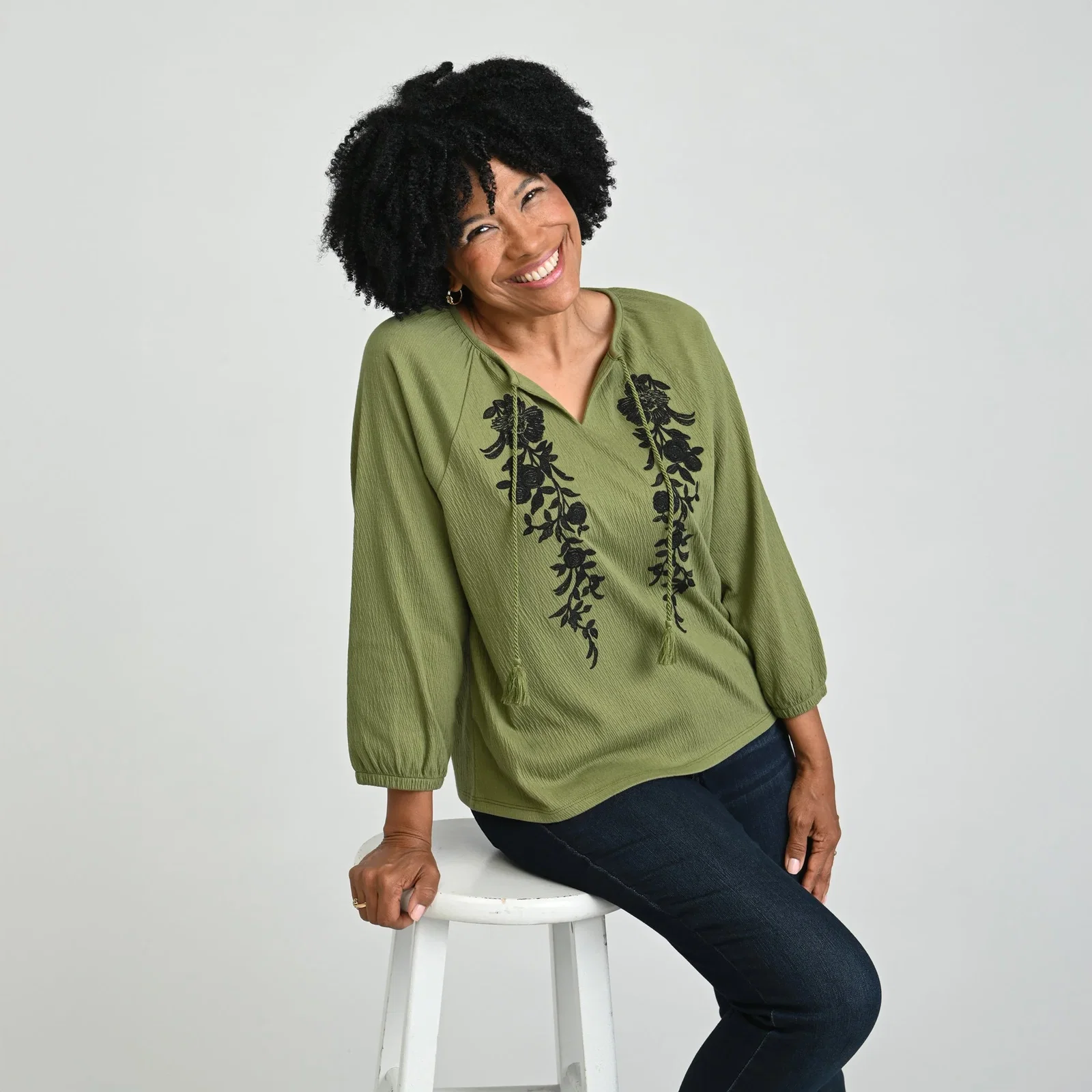 Image of Christopher & Banks Embroidered Knit Top
