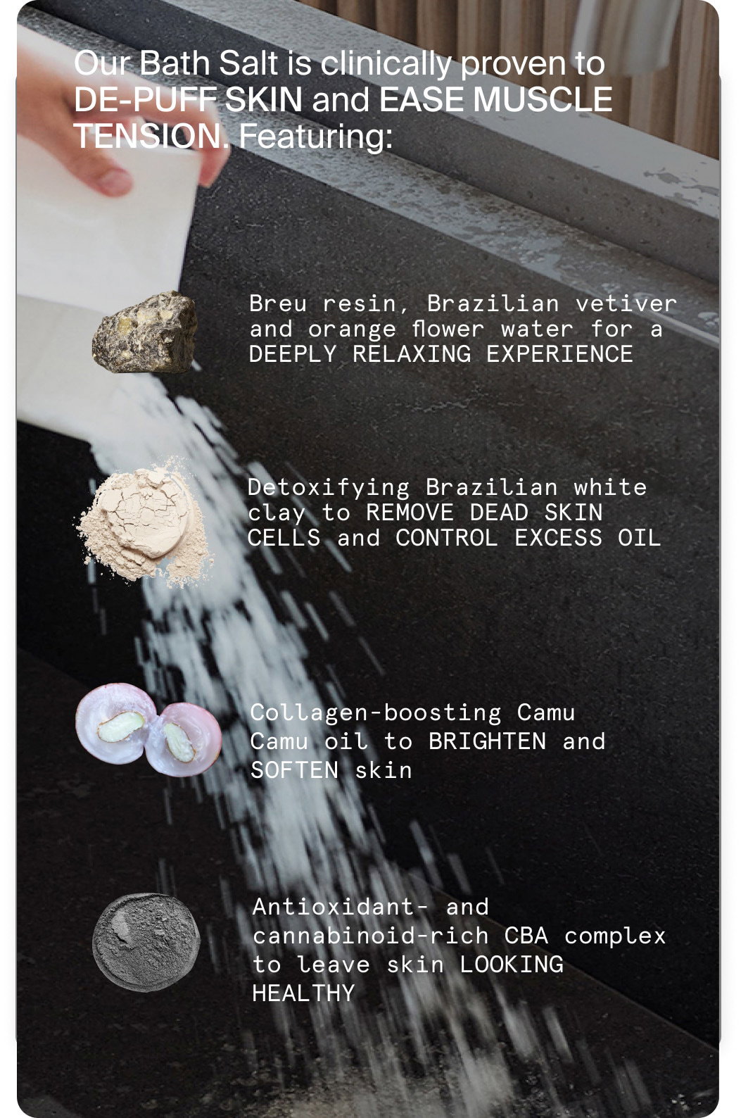 Bath salt ingredients. 