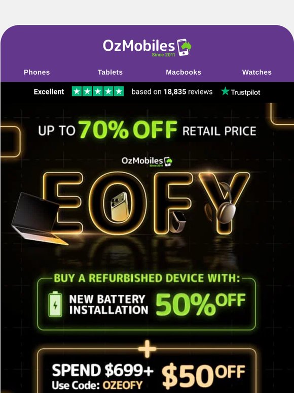 EOFY is on 🔥 Refurbished tech, up to 70% off RRP