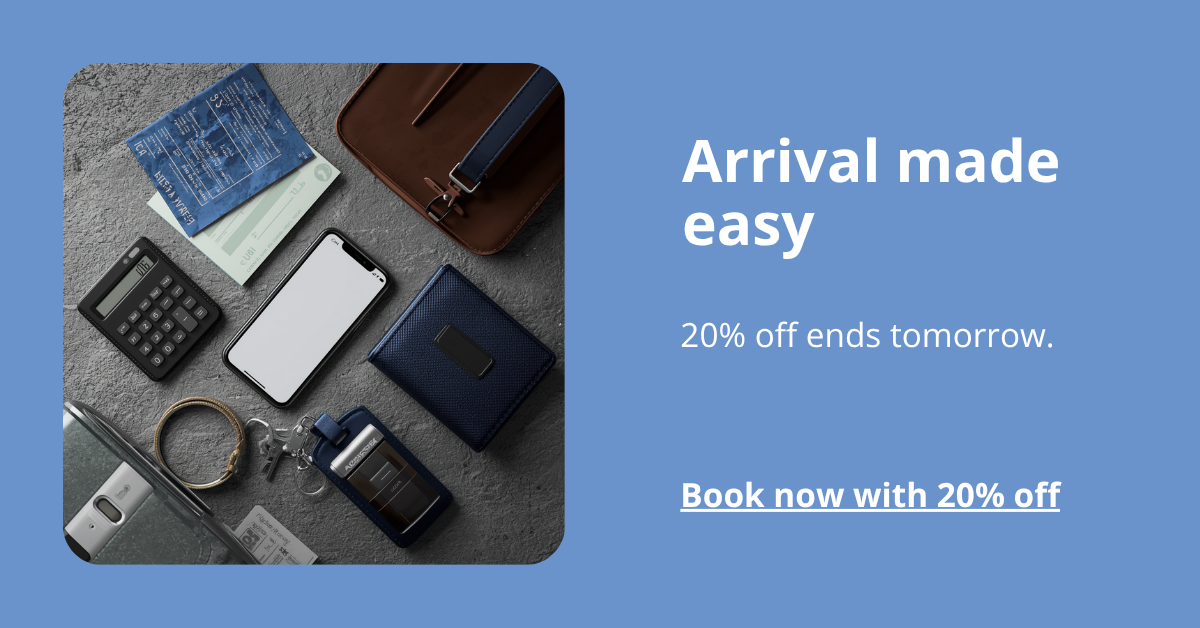 image of suitcase and text encouraging the user to check their price