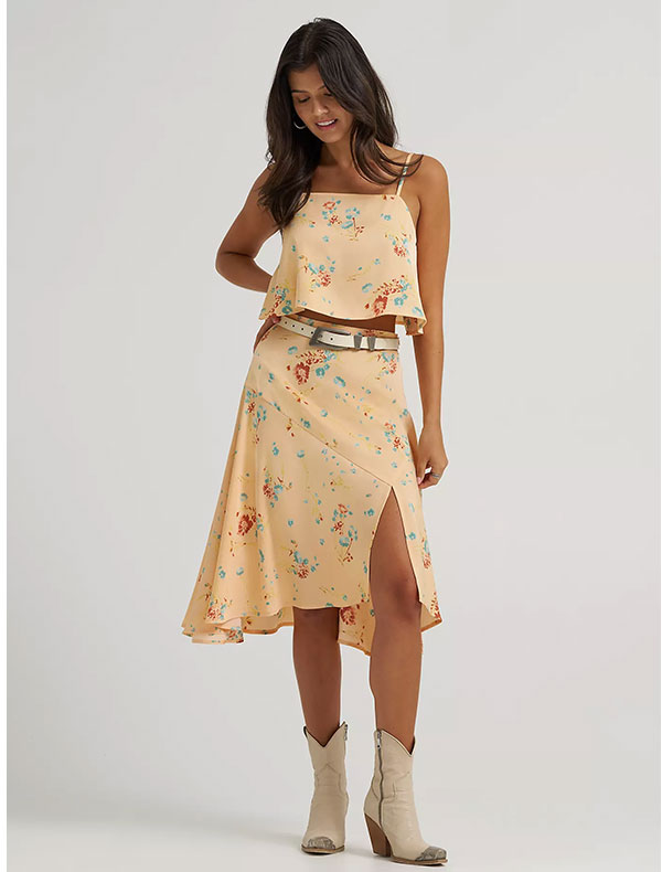 Women's Flowy Handkerchief Midi Skirt