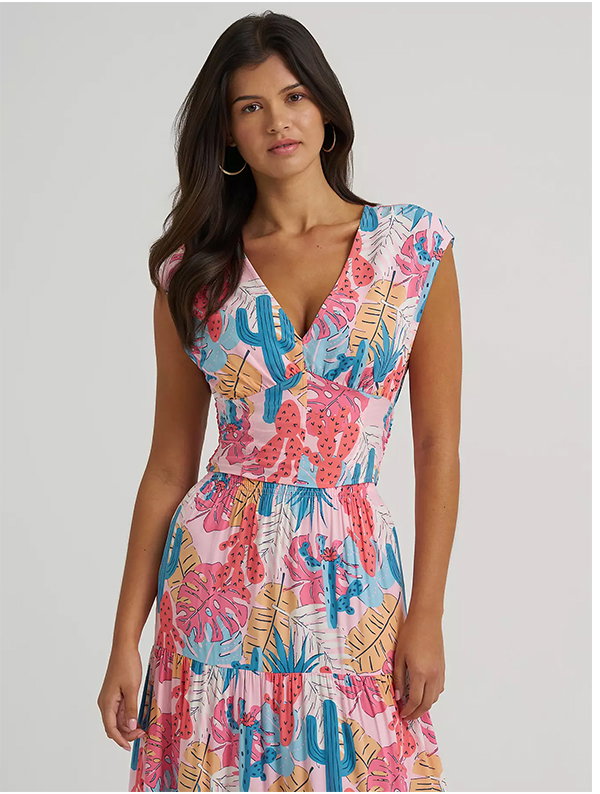 Women's Wrangler Smocked Crop Printed Blouse