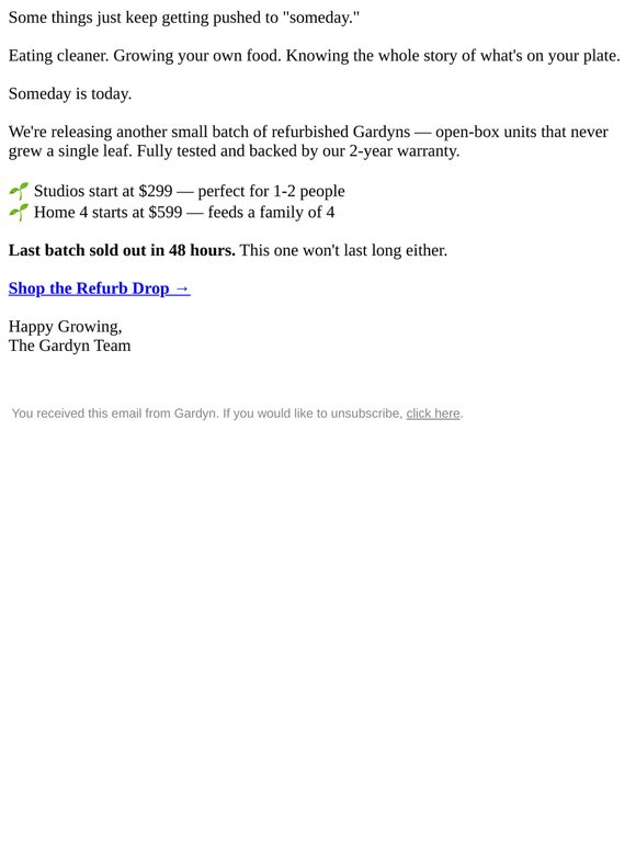 Refurbished Gardyns starting at $299