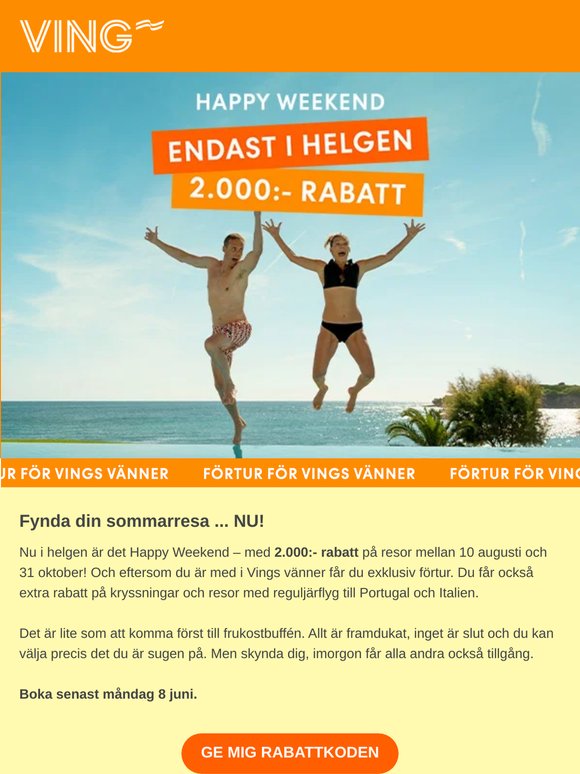 🎉 Happy Weekend på resor i augusti-oktober