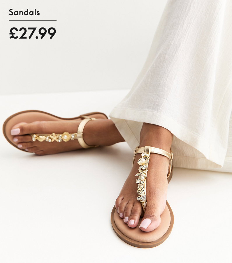 Gold Shell and Starfish Charm Sandals