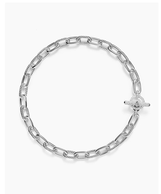 DY Madison® Toggle Chain Necklace Sterling Silver with Diamonds, 11mm