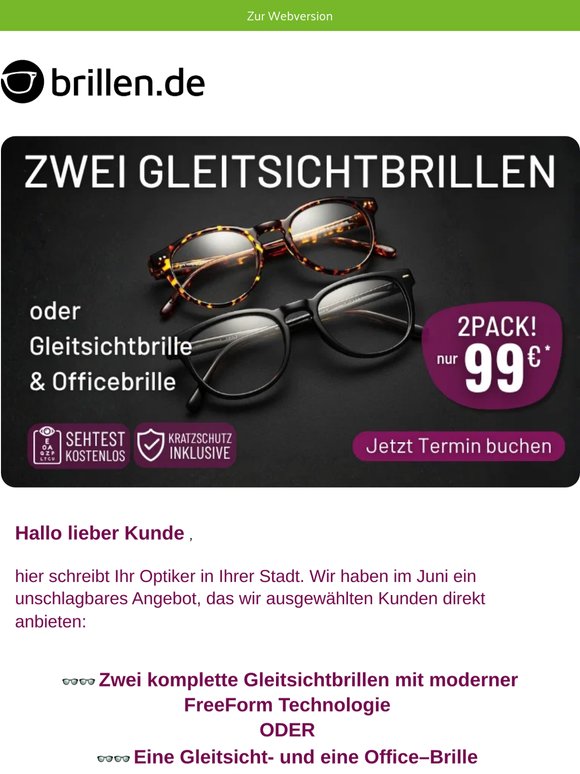 Gleitsicht-Doppelpack nur 99 €l Jetzt in Ihrer Stadt