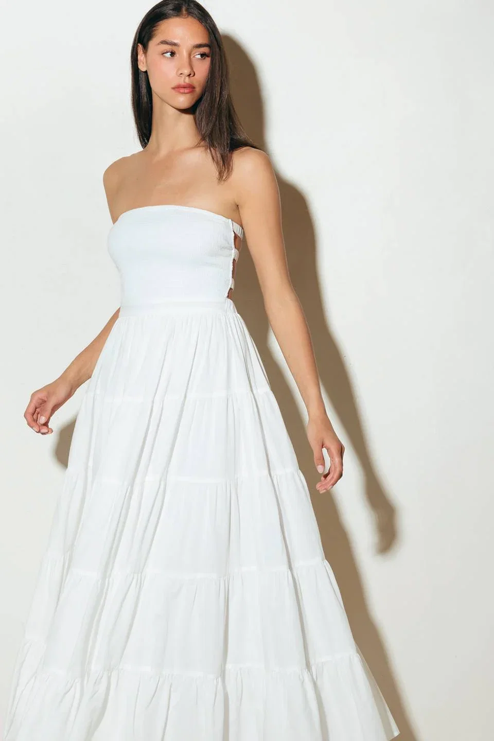 Image of NEO BREEZE WHITE MIDI DRESS