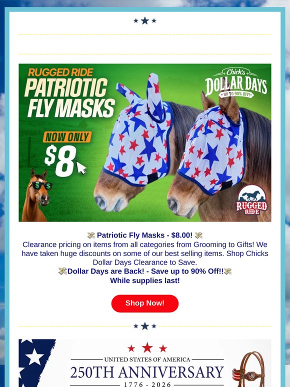Patriotic Fly Masks $8 💸 Dollar Day$ Deal