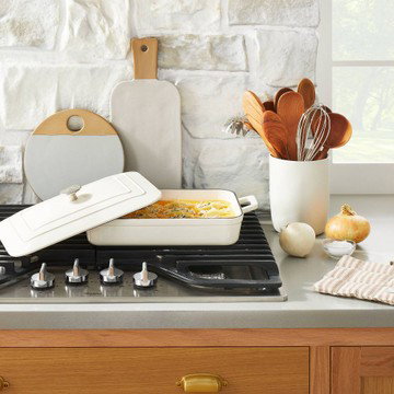 Enamel Coated Bakeware Dish with Lid Cream - 9x13