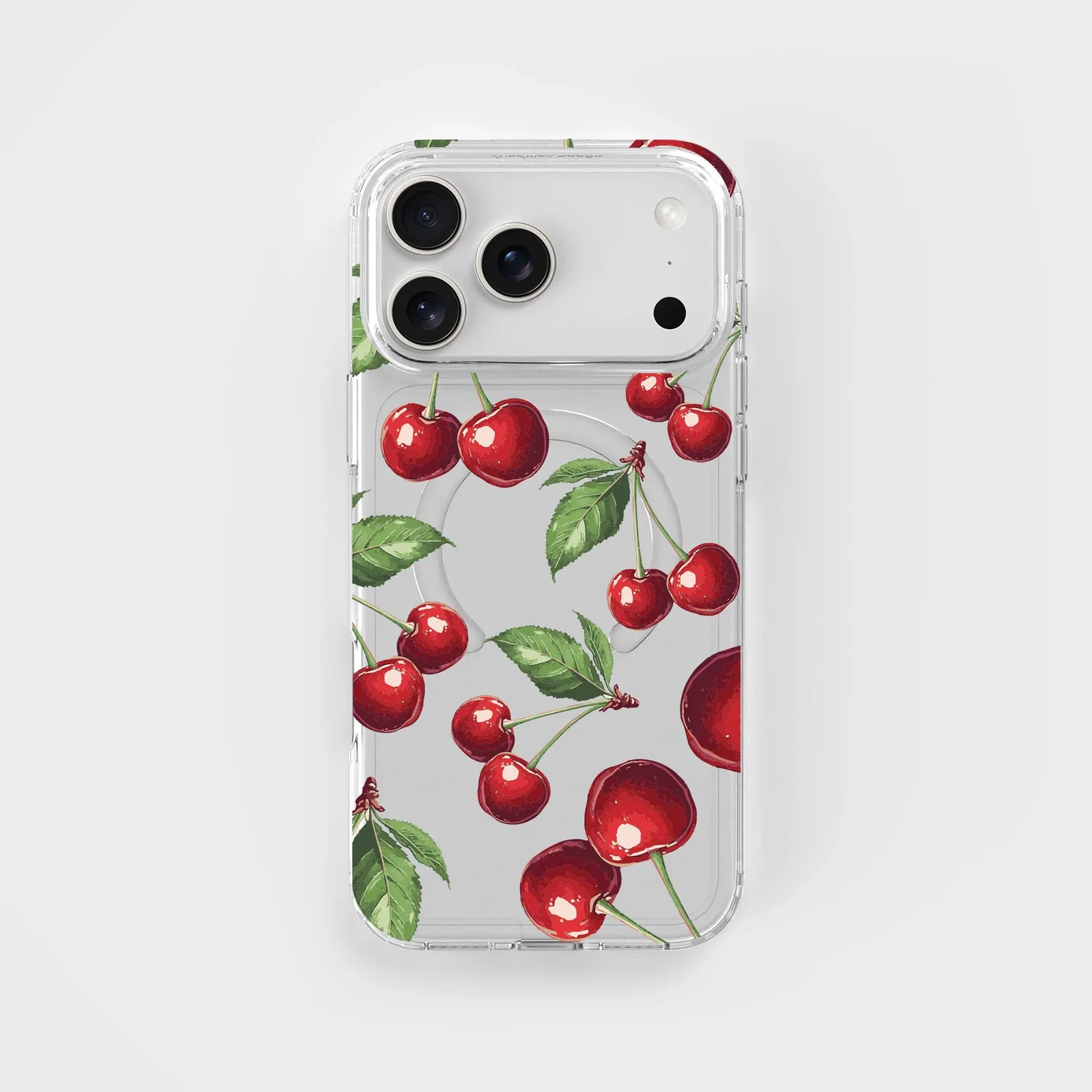 Image of iPhone 17 Pro Max Circular Cherry Clear Phone Case | CLRPRTCT™