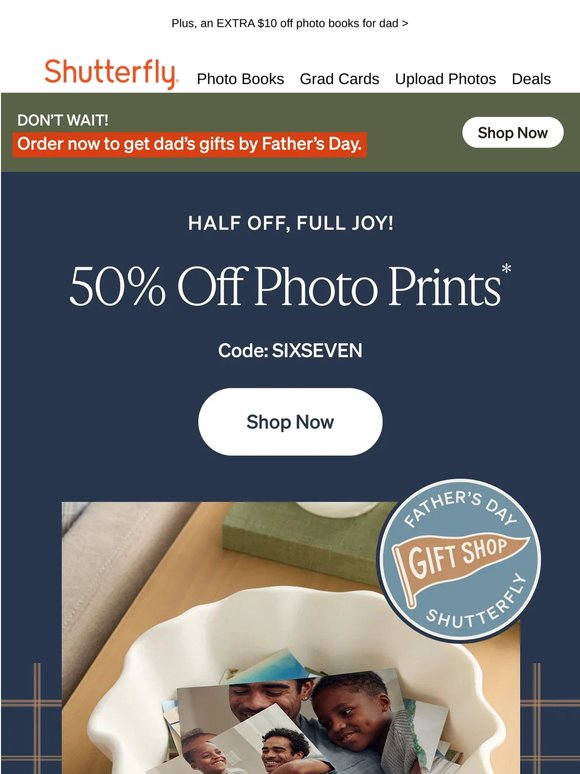 Half off, full joy: 50% off photo prints! 🤩