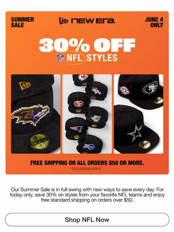Get off-season savings with 30% off NFL styles