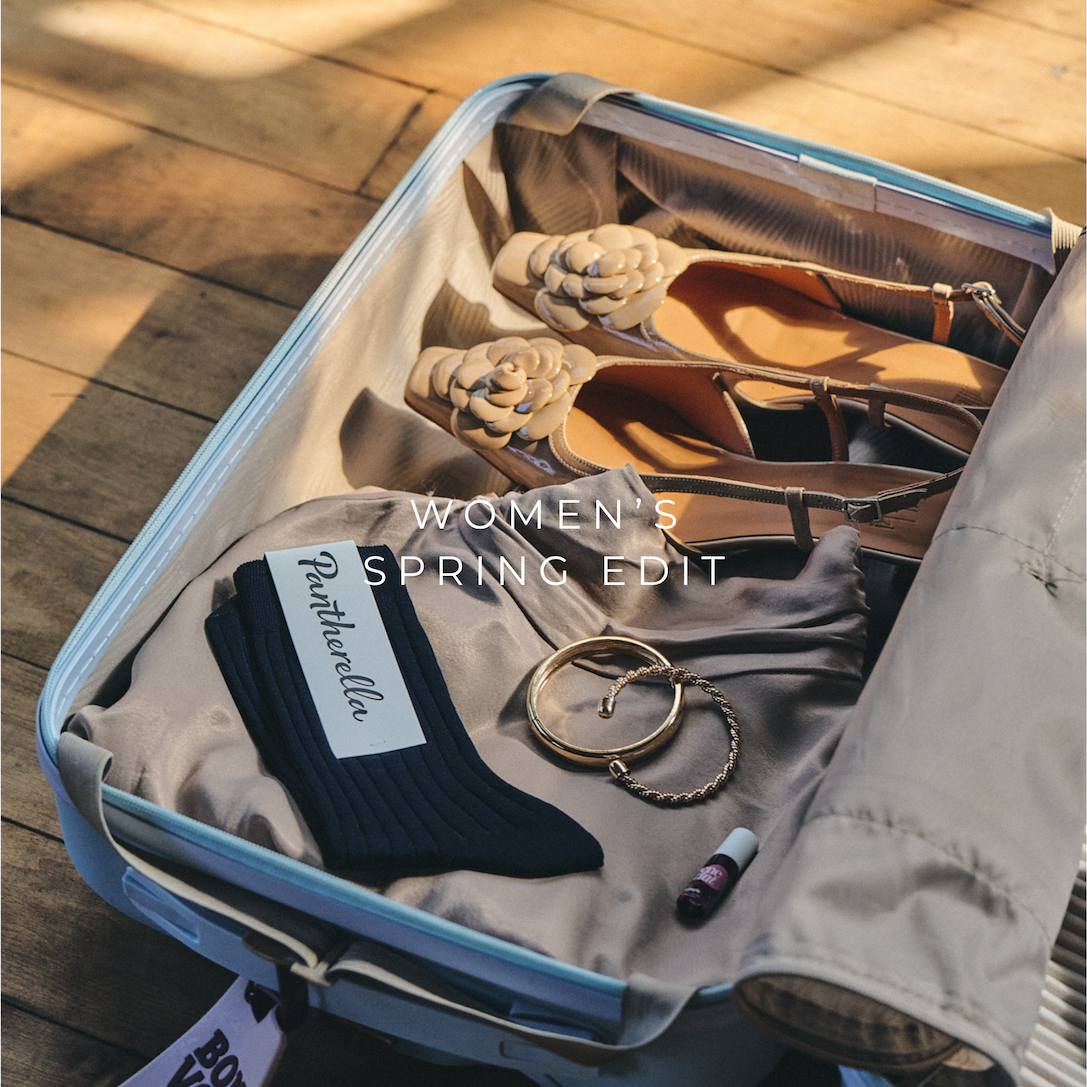 open suitcase with socks and shoes in