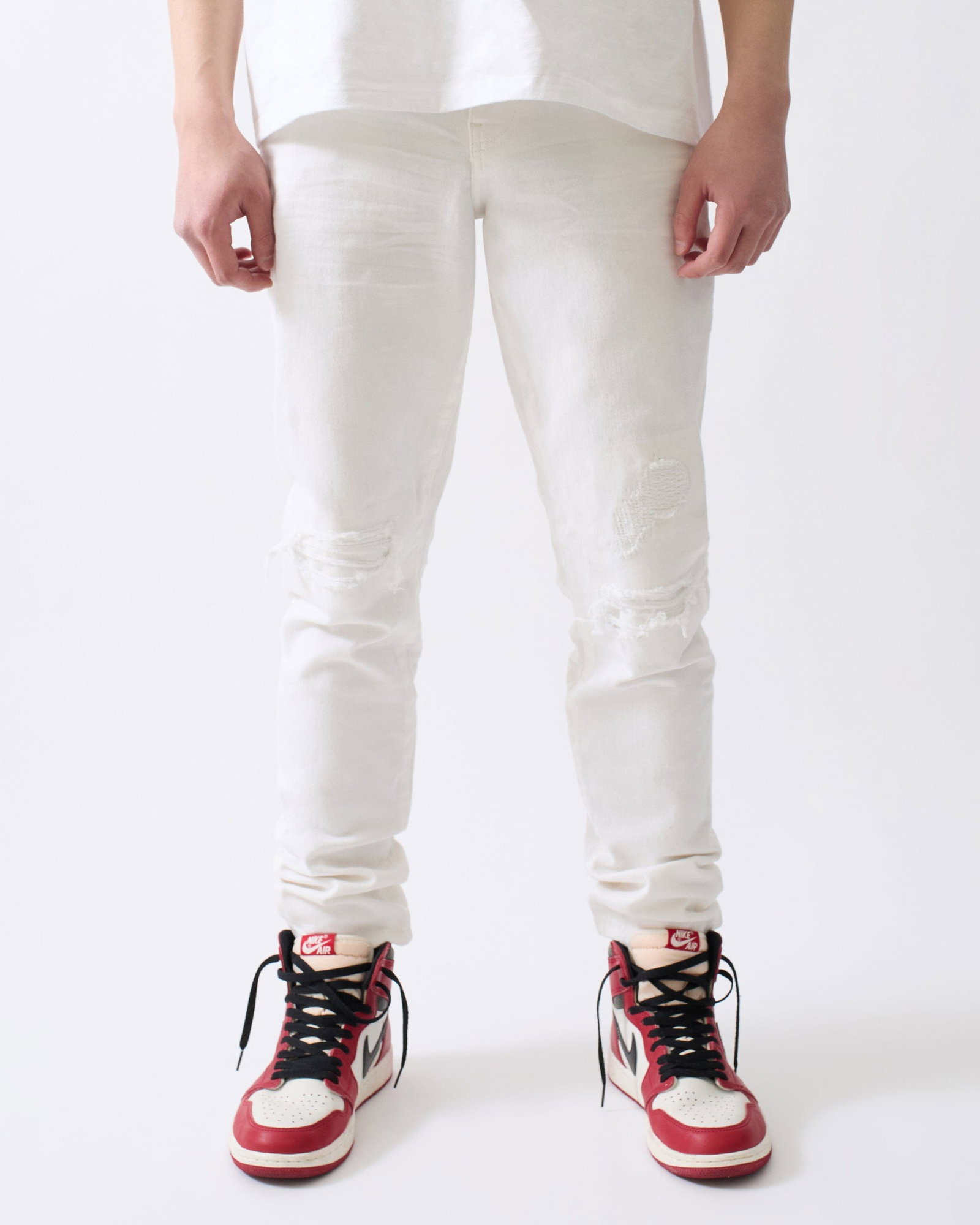 Destroyed Denim Jeans - White - WHITE / 30