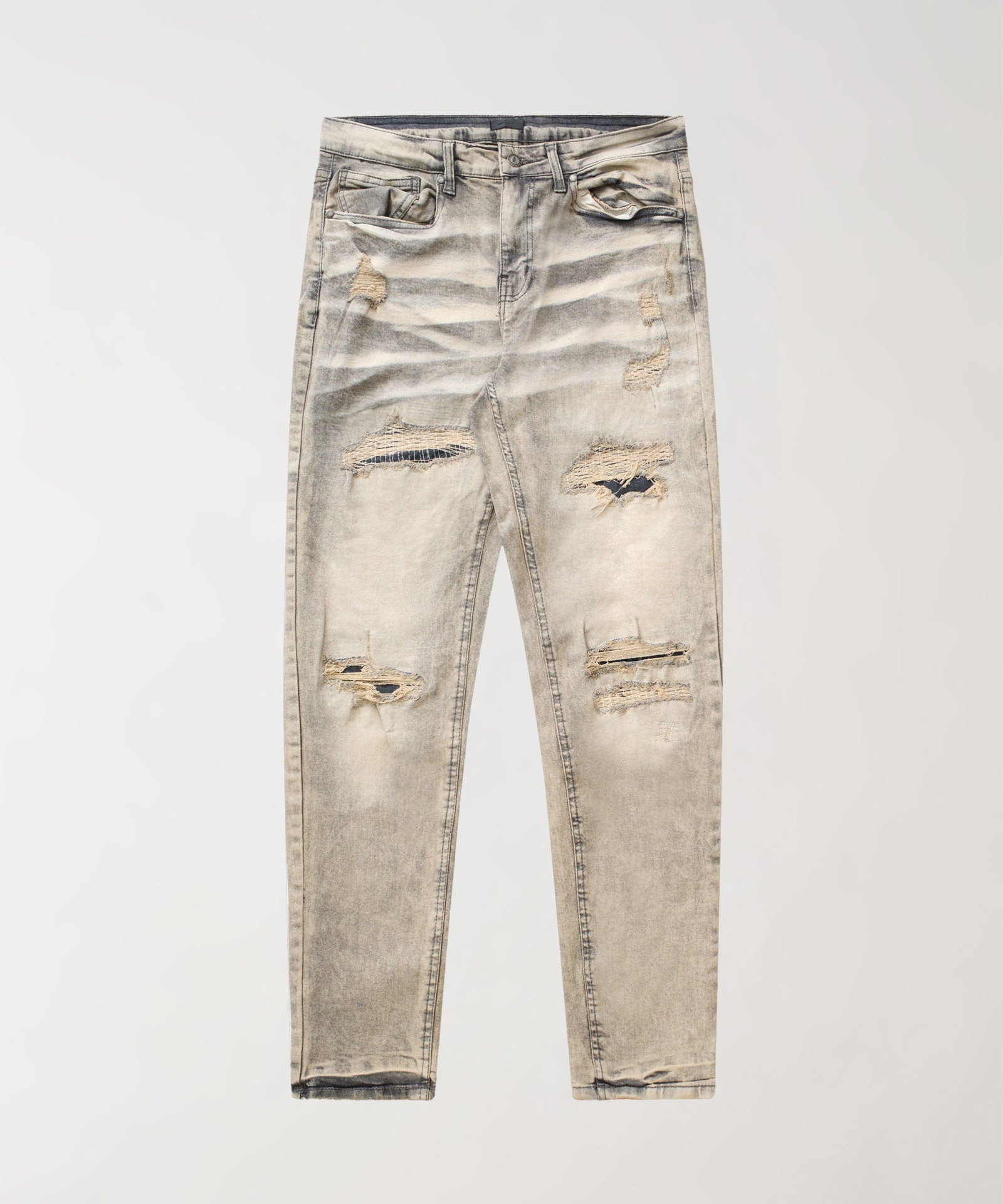 Washed Rip And Repair Denim Jeans - Grey - GREY / 30