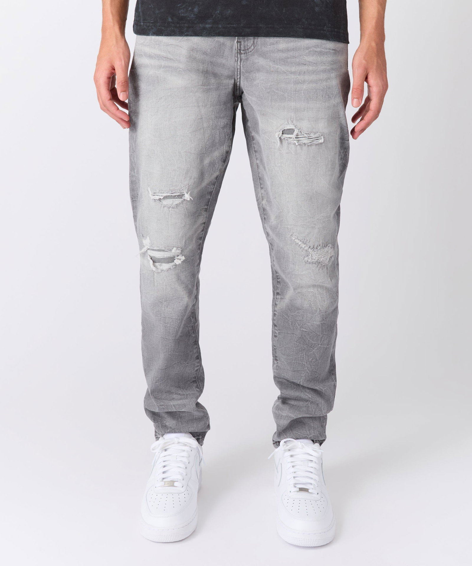 Distressed Ripped And Repaired Denim Jeans - Grey - GREY / 30