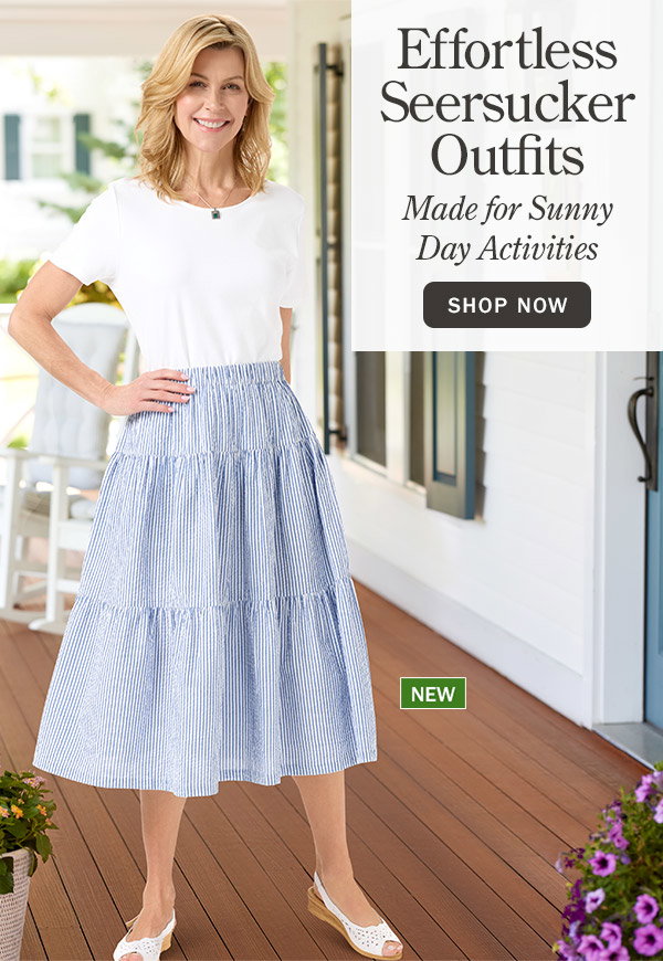 Effortless Seersucker Outfits Made for Sunny Day Activities. Shop Now. New: Women's Cotton Seersucker Tiered Midi Skirt