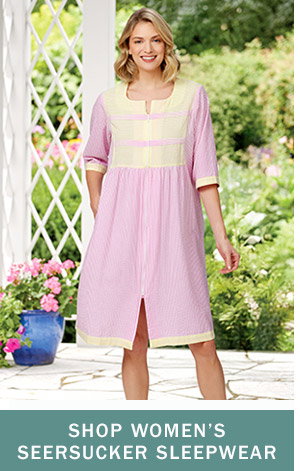 Shop Women's Seersucker Sleepwear. Women's Zip-Front Cotton Seersucker Duster