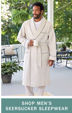Shop Men's Seersucker Sleepwear. Men's Striped Cotton Seersucker Robe