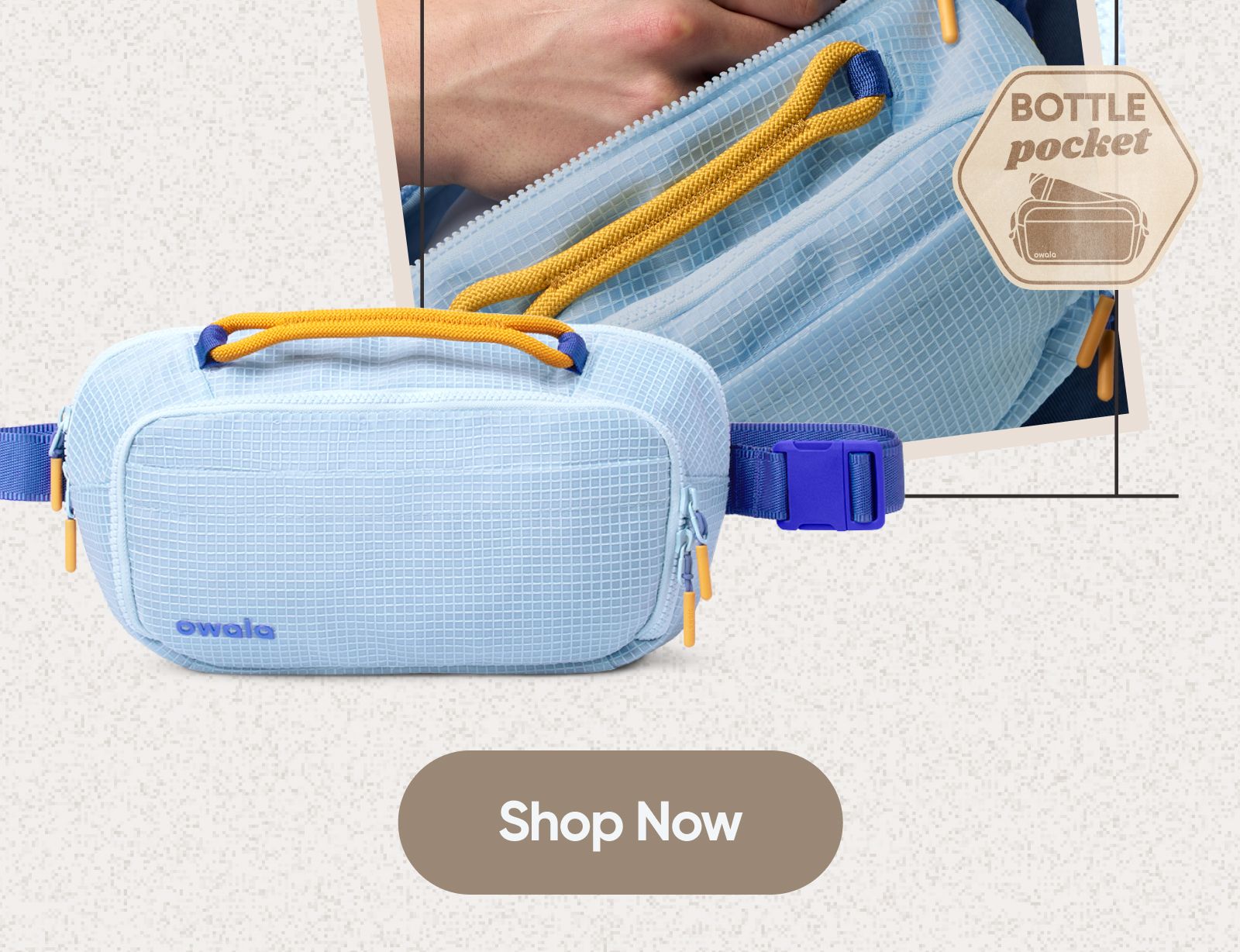 Bag with a bottle pocket. Shop Now.