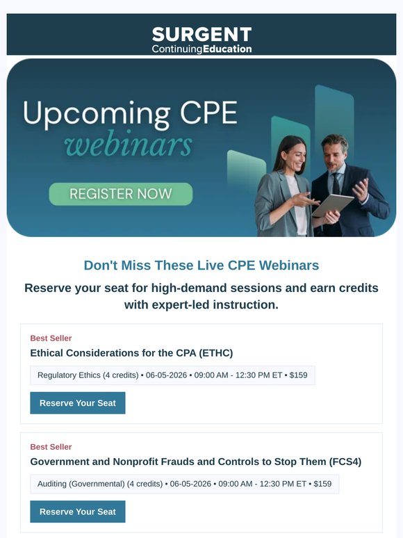 Reserve Your Spot: Live CPE Webinars You Need to See