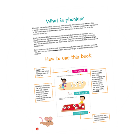 The Phonics Workbook comes complete with parent instructions.