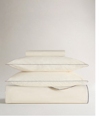 Duvet Set in Buttermilk Black Piping