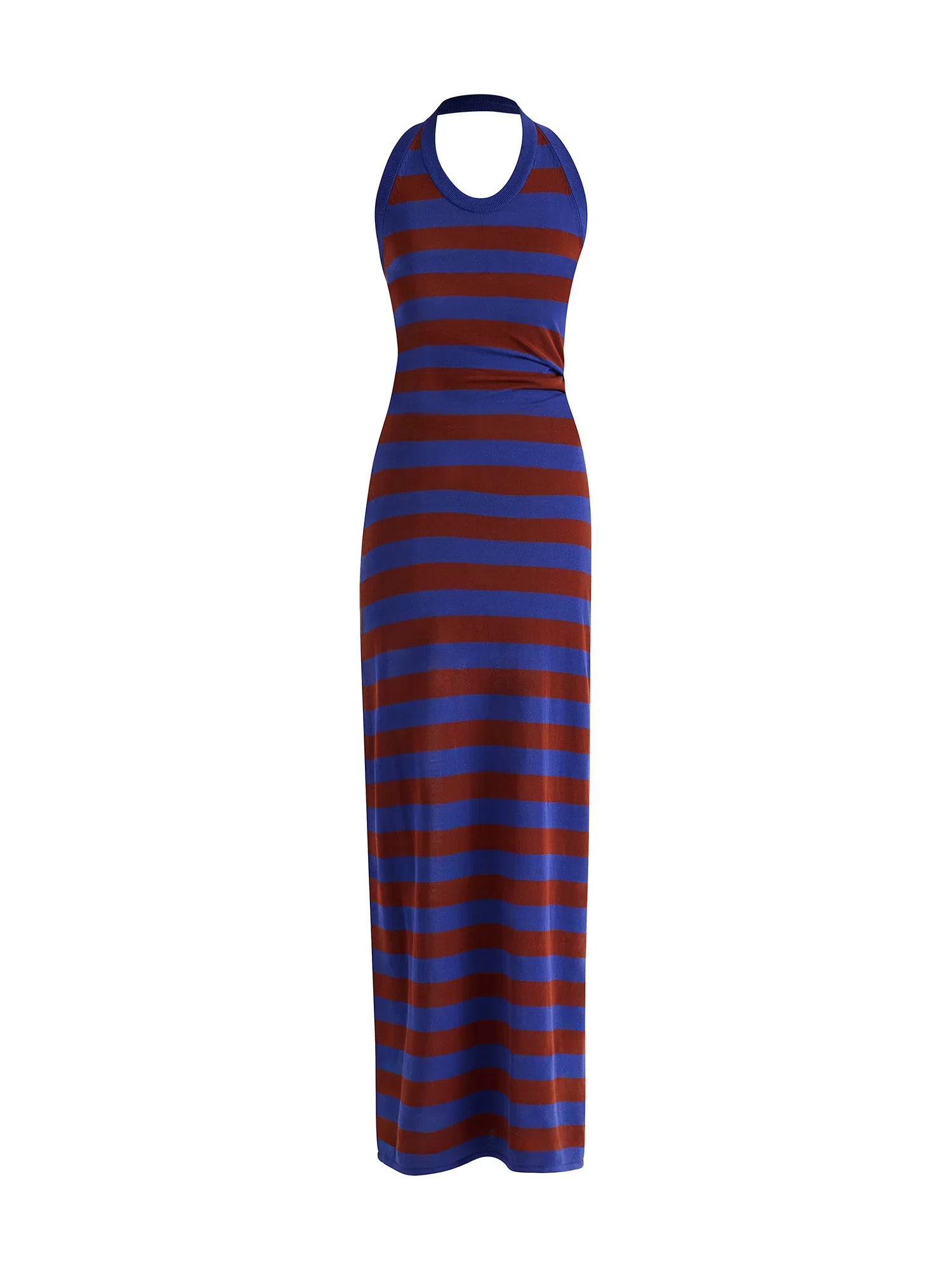 Image of Frann Striped Cotton Halter Midi Dress