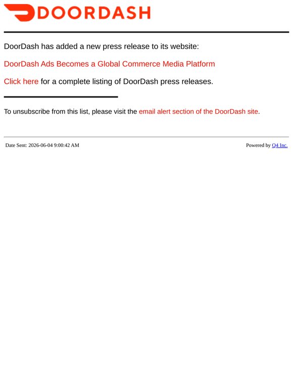 DoorDash - DoorDash Ads Becomes a Global Commerce Media Platform