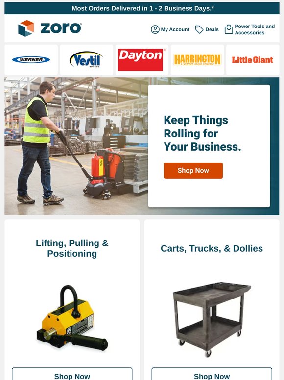 Shop dollies, carts, ladders, and more.