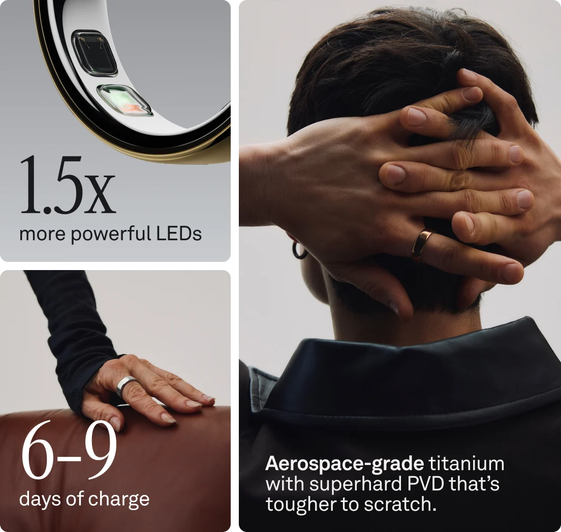 4x more powerful LEDs. 6-9 days of charge. Aerospace-grade titanium with superhard PVD that’s tougher to scratch.